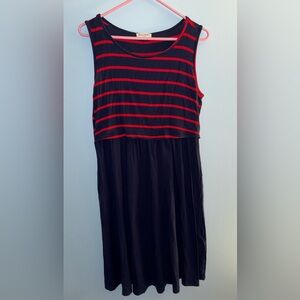 Striped Red and Navy blue nursing dress